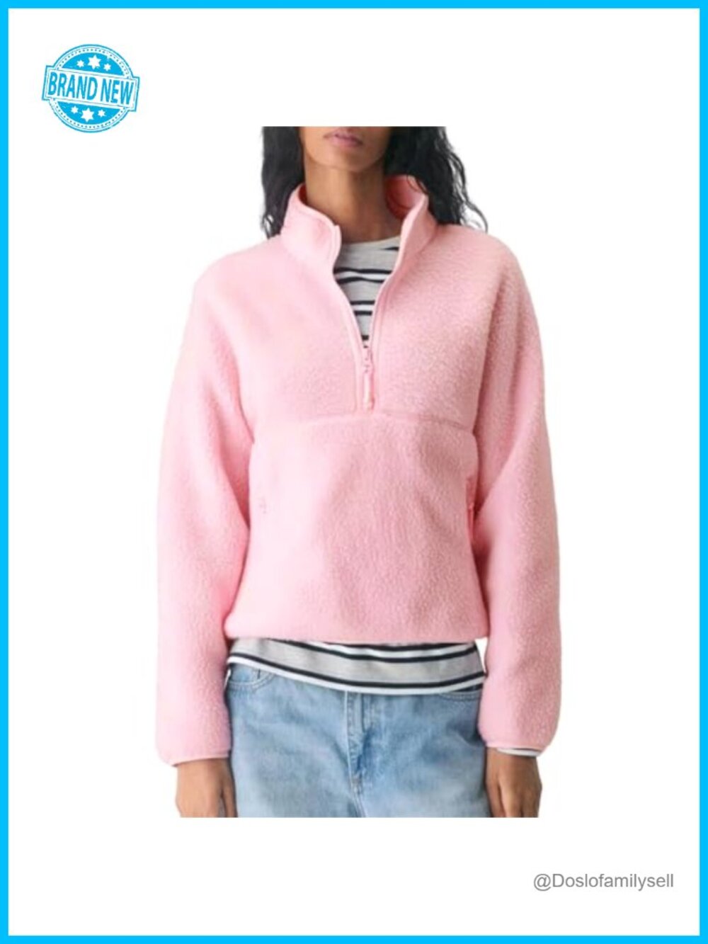 Women's Sherpa Fleece Cropped Half Zip Pullover Sweatshirt with Pockets